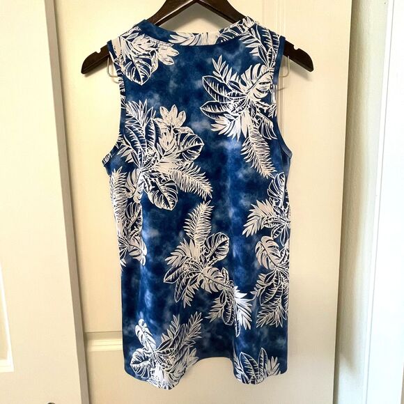 APT 9 Women's Blouse Floral Tank Blue Tshirt Sleeveless Top Size M - Picture 2 of 7